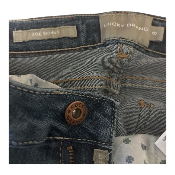 Lucky Brand Blue Distressed Skinny  “Zoe” Jeans Size 8 - Picture 3 of 4